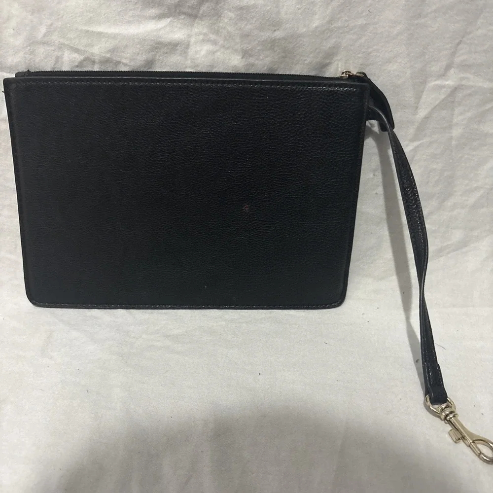 CALVIN KLEIN - BLACK LEATHER WRISTLET CLUTCH PURSE Fast Shipping - Picture 3 of 5